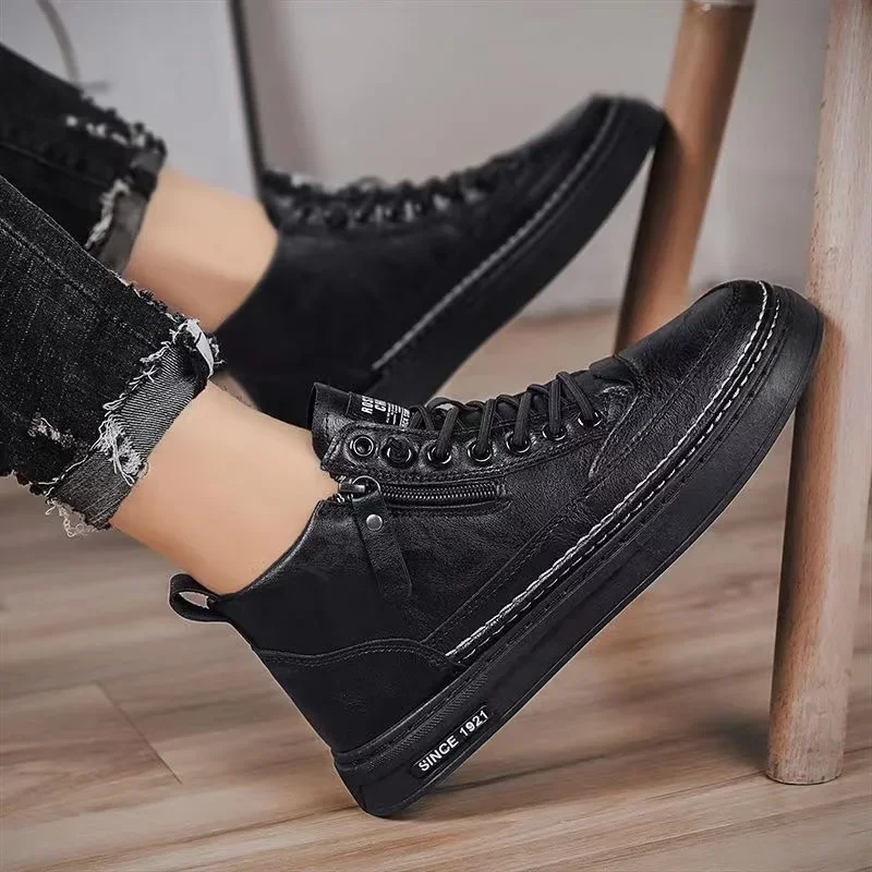 Mens Fashion Trainers - Herenschoenen Mode Hoge Sneakers PU Lederen