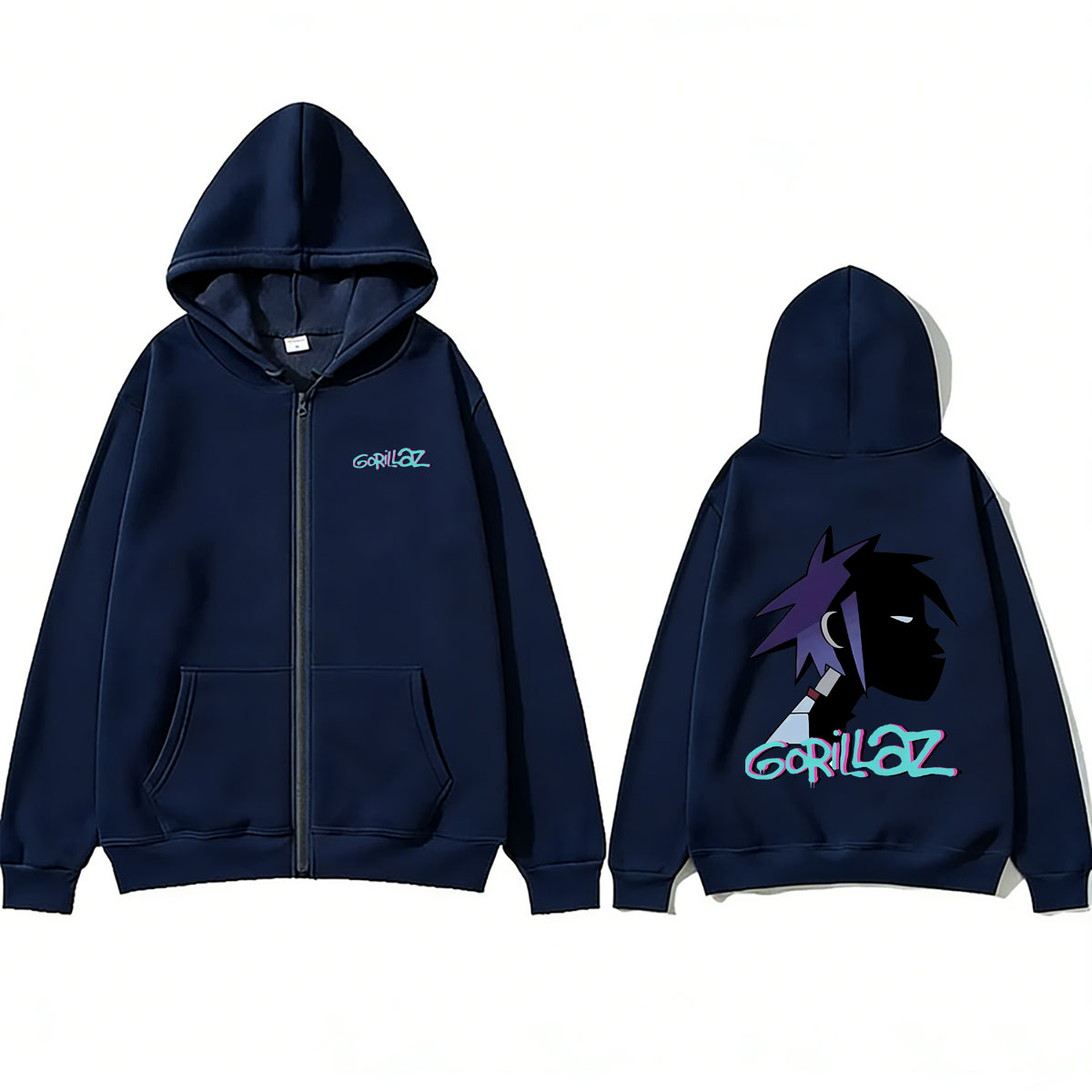 Rockband Gorillaz Face Graphic - Mens Fashion Zip Up Hoodies recensie en prijs