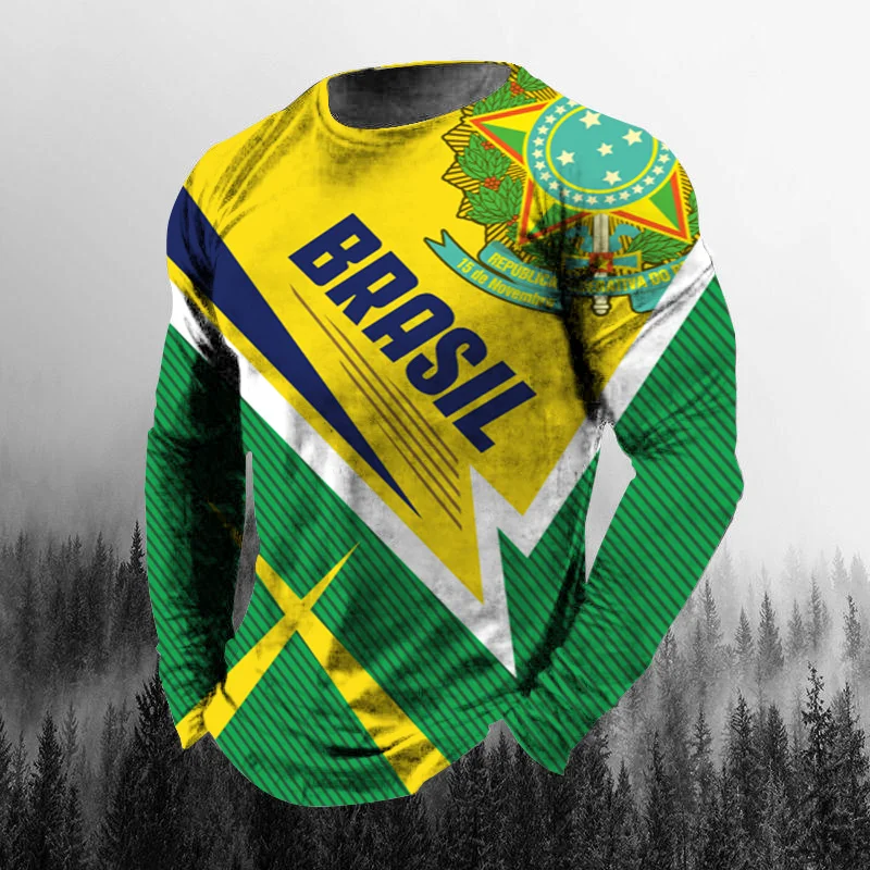 Vintage Braziliaanse vlag 3D-p - Men'S Fashion T Shirts recensie en prijs