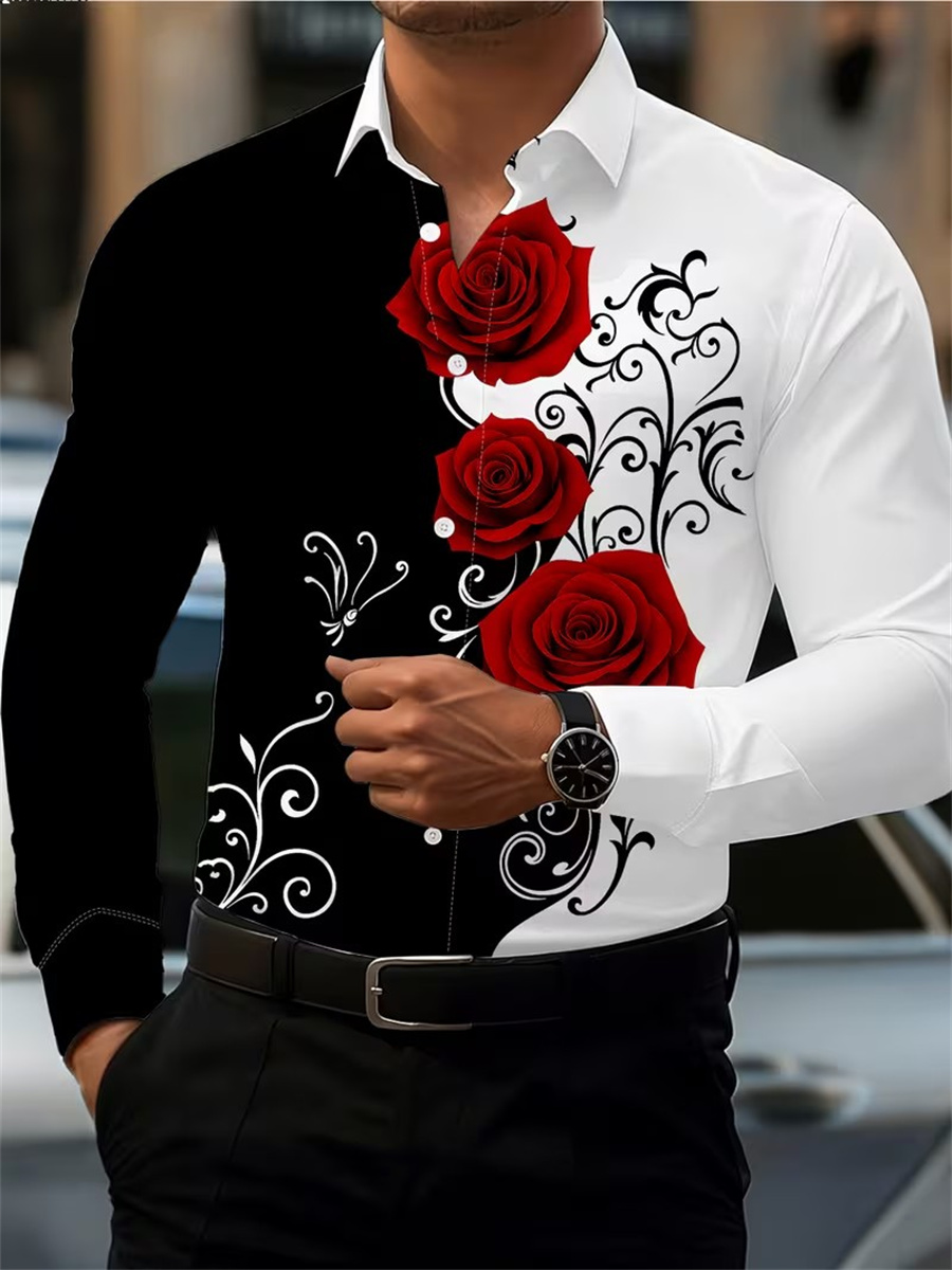 Herenshirt met rode rozenprint - Mens Fashion Clothes recensie en prijs